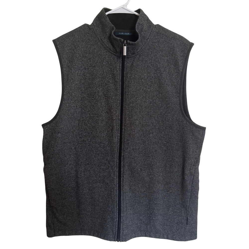 Perry Ellis Men's XL Charcoal Gray Full Zip Mock Neck Vest